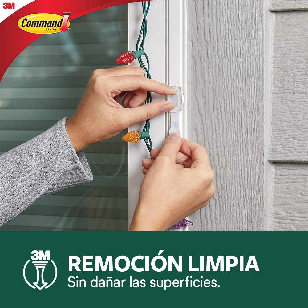 COMMAND 3M Gancho Adhesivo Removible de Metal Mediano Transparente 2 piezas | Soporta hasta 1.3 kg, Organiza interiores sin dañar superficies, No requiere herramientas, Fácil de instalar, Fijación segura