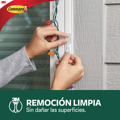 COMMAND 3M Gancho Adhesivo Removible de Metal Mediano Transparente 2 piezas | Soporta hasta 1.3 kg, Organiza interiores sin dañar superficies, No requiere herramientas, Fácil de instalar, Fijación segura