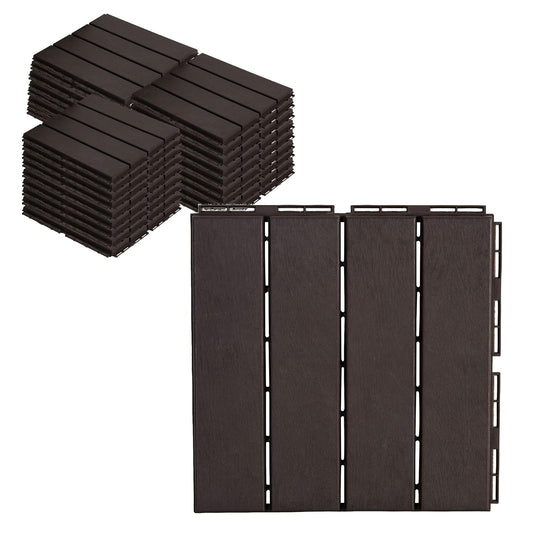 ASTEROUTDOOR - Azulejos entrelazados de plástico impermeable para exteriores, 12 x 12 pulgadas, para patio, jardín, terraza, piscina, interior, exterior, 27 piezas, café