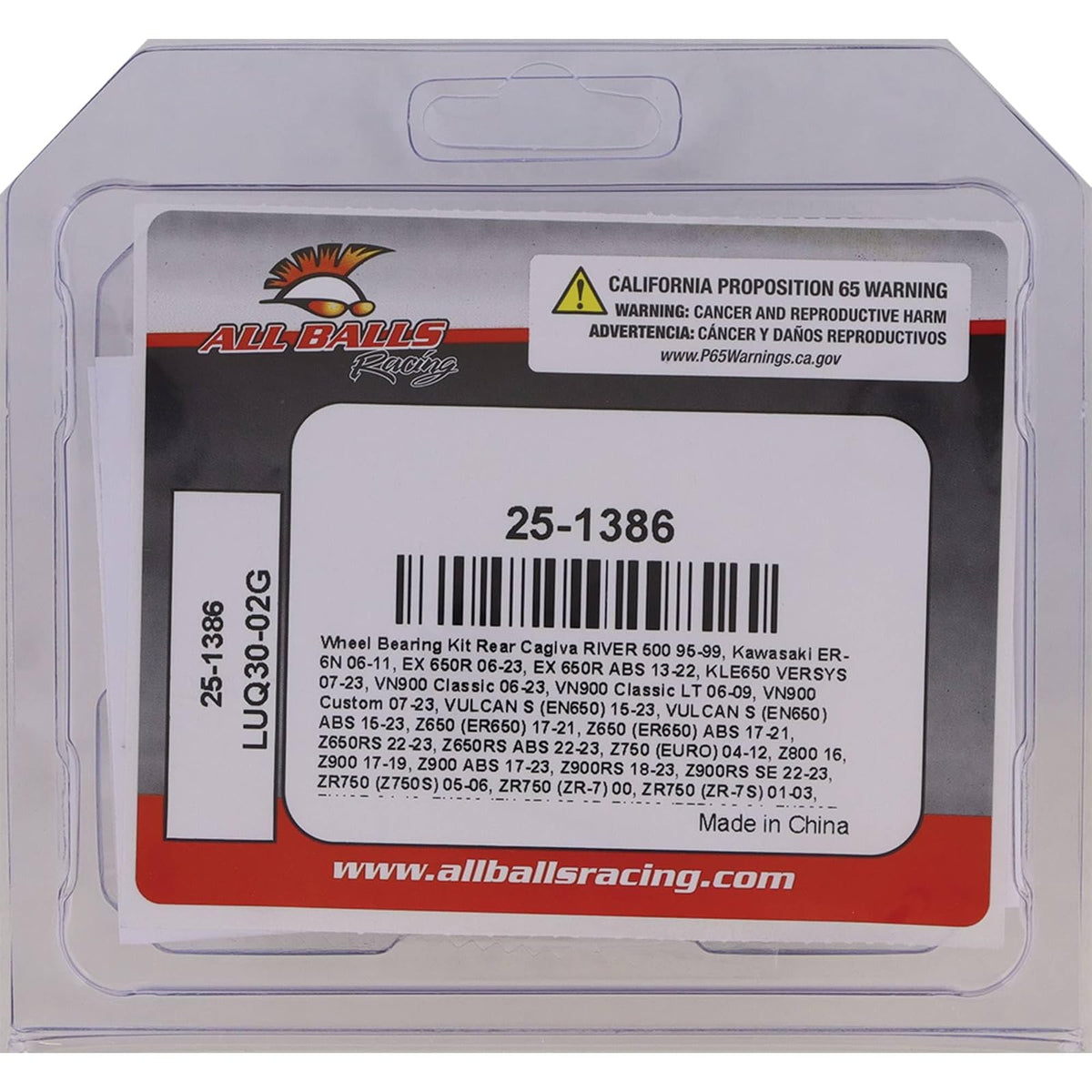 All Balls Racing Kit de Rodamientos de Rueda Compatible con Kawasaki, Rojo, 25-1386