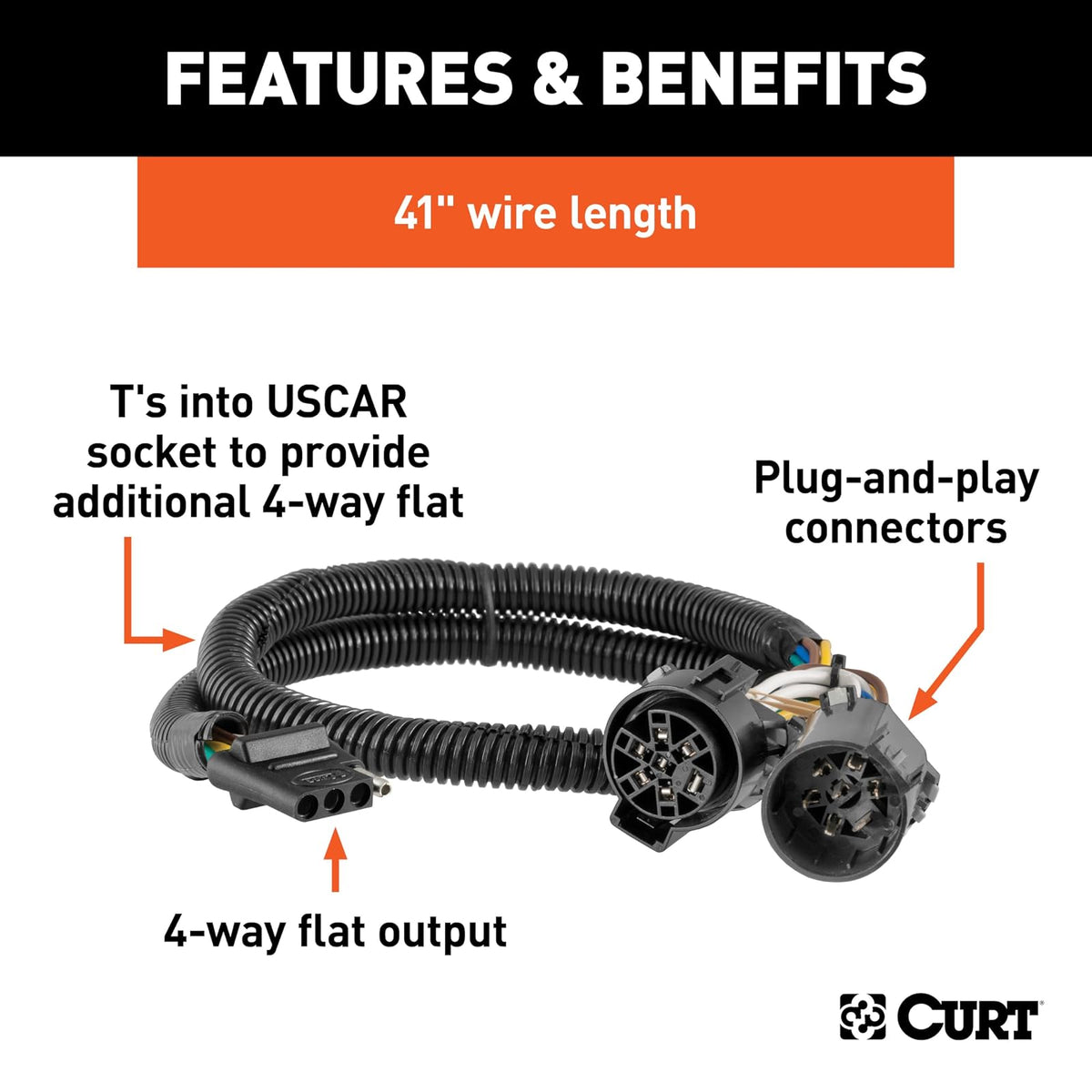 CURT 55384 - Arnés de Cableado para Remolque de 4 Pines USCAR