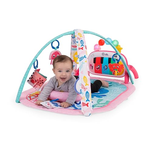 Baby Einstein Kickin’ Tunes - Gimnasio de Actividades 4 en 1 para bebé, con música y Luces, Dos Barras de Juguetes, Piano de Juguete para Aprender español, inglés, francés y alemán (Rosa)