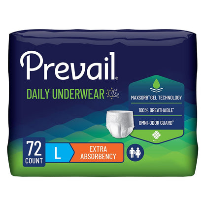 Prevail Incontinence Protective Underwear, Extra Absorbency, Large, 72 Count