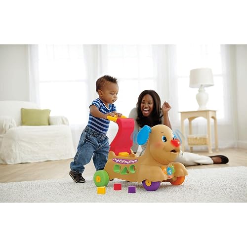 Fisher-Price Ríe y Aprende Andadera Perrito Camina Conmigo 9+ Meses | Más de 50 canciones, melodías y frases; convertible a montable, con luces