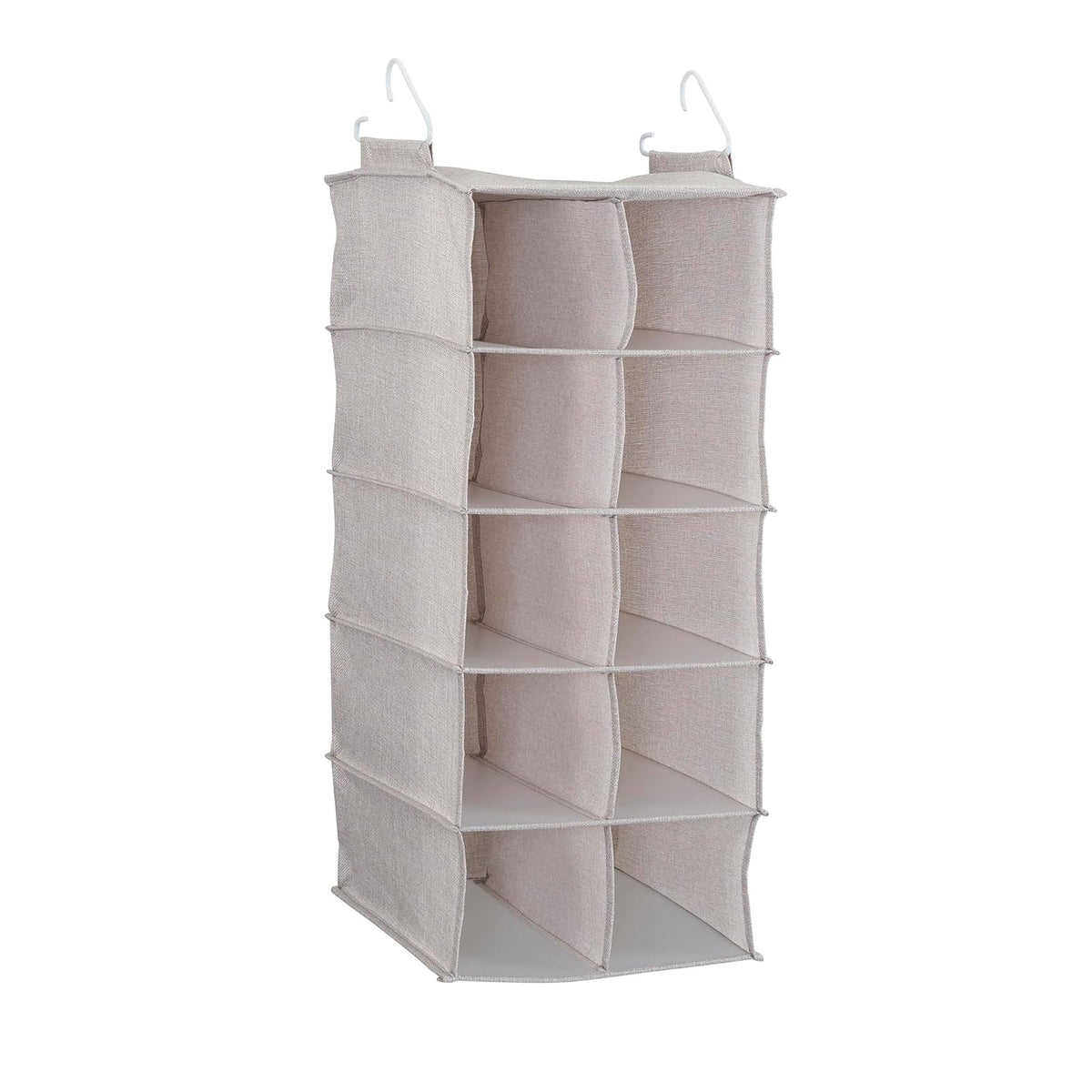 Household Essentials - Zapatos colgantes de 10 bolsillos para almacenamiento en lona mezclada lateral, 2 ganchos para un excelente apoyo, el organizador perfecto para ahorrar espacio, gris claro