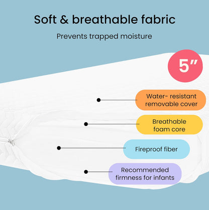 Dream On Me Baby ZZZ 5” Foam Crib & Toddler Bed Mattress