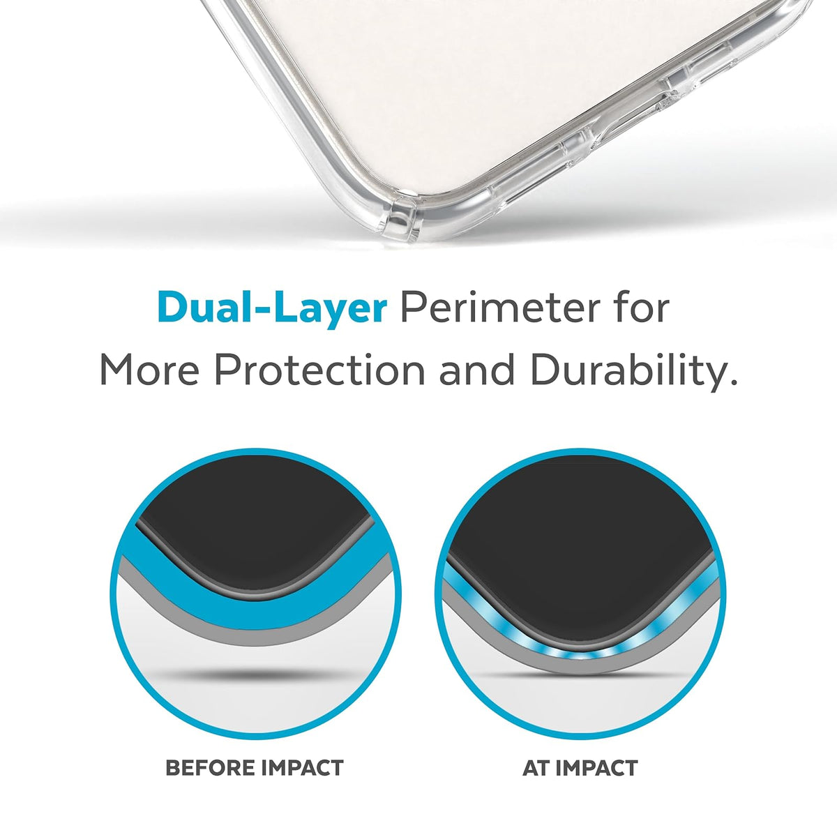 Speck Presidio Perfect Clear Funda Compatible con iPhone 14/13, Protección Caídas 4m, Bisel Elevado, Protección Antimicrobiana - Transparente