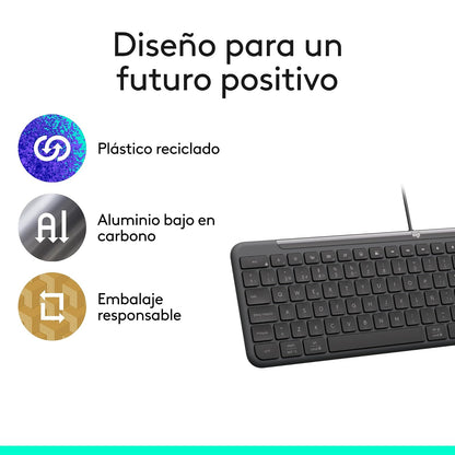 Logitech K620 Signature Slim for Business Teclado Alámbrico, tamaño estándar, USB-C Plug and Play, Windows/Mac/Chrome/PC/Notebooks - Color Grafito