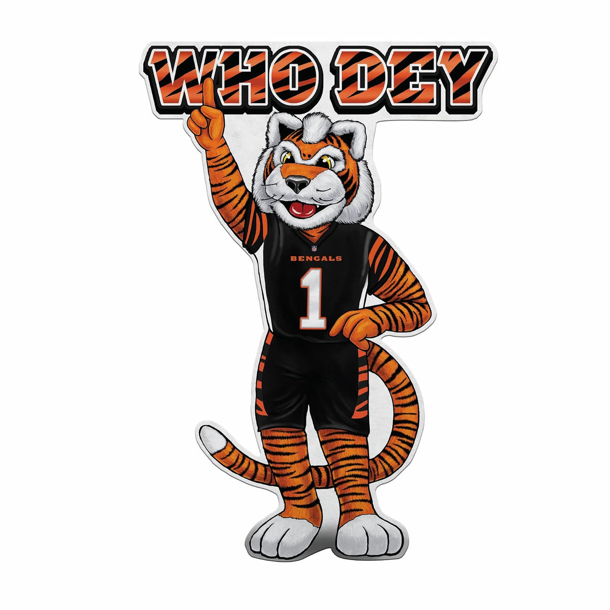 Rico Industries NFL Cincinnati Bengals - Banderín Cortado en Forma de Mascota - Decoración del hogar y Sala de Estar, Fieltro Suave EZ para Colgar