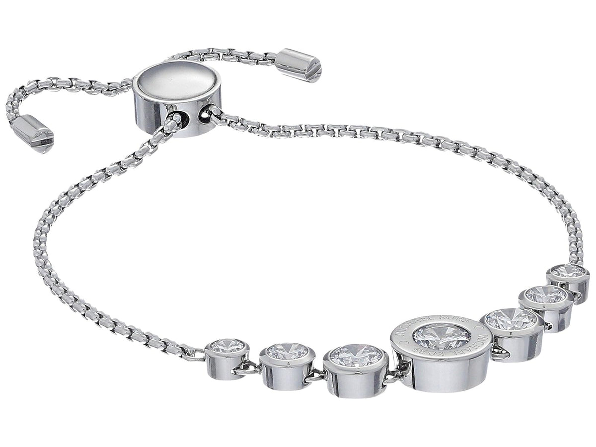 Michael Kors Logo Gold-Tone and Jet Set Crystal Slider Bangle Bracelet - Plata