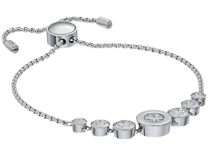 Michael Kors Logo Gold-Tone and Jet Set Crystal Slider Bangle Bracelet - Plata