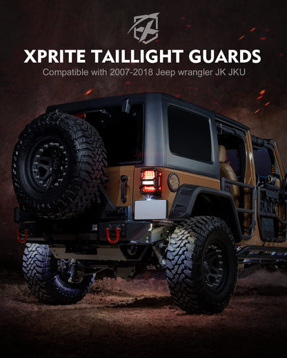 Xprite - Protectores de luz Trasera con diseño de Varillas deslizables, Cubiertas de luz Trasera autopatentadas compatibles con Jeep Wrangler JK JKU 2007-2018, par