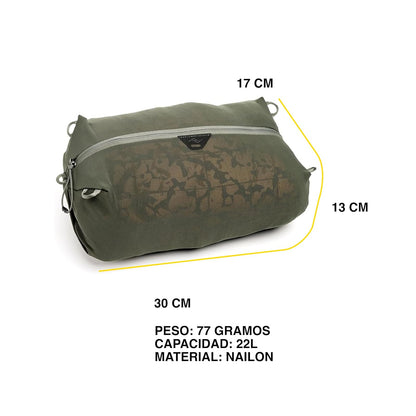 Peak Design Packing Cube S Bolsa Organizadora de Viaje en Malla, Organizador de Maleta Expandible 12L a 22L, Accesorios de Viaje Ultraligero 77g, Plegable, Verde Salvia