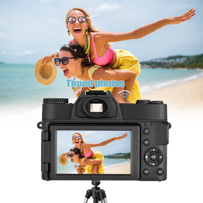Lierhyt Cámara Digital de 48 MP para fotografía, cámara de vlogging 4K, cámara Digital para niños y Adultos con visualización abatible de 180°, Zoom Digital de 16 X, Lente Gran Angular, Lente Macro,