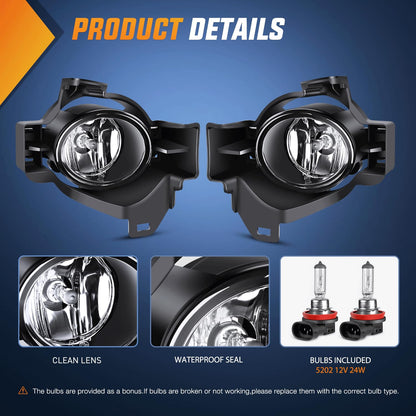 Nilight Conjunto de Luz Antiniebla Compatible con Nissan Altima 2010-2012, Lente Transparente, Bombillas H11 12 V 55 W, FOG-H70
