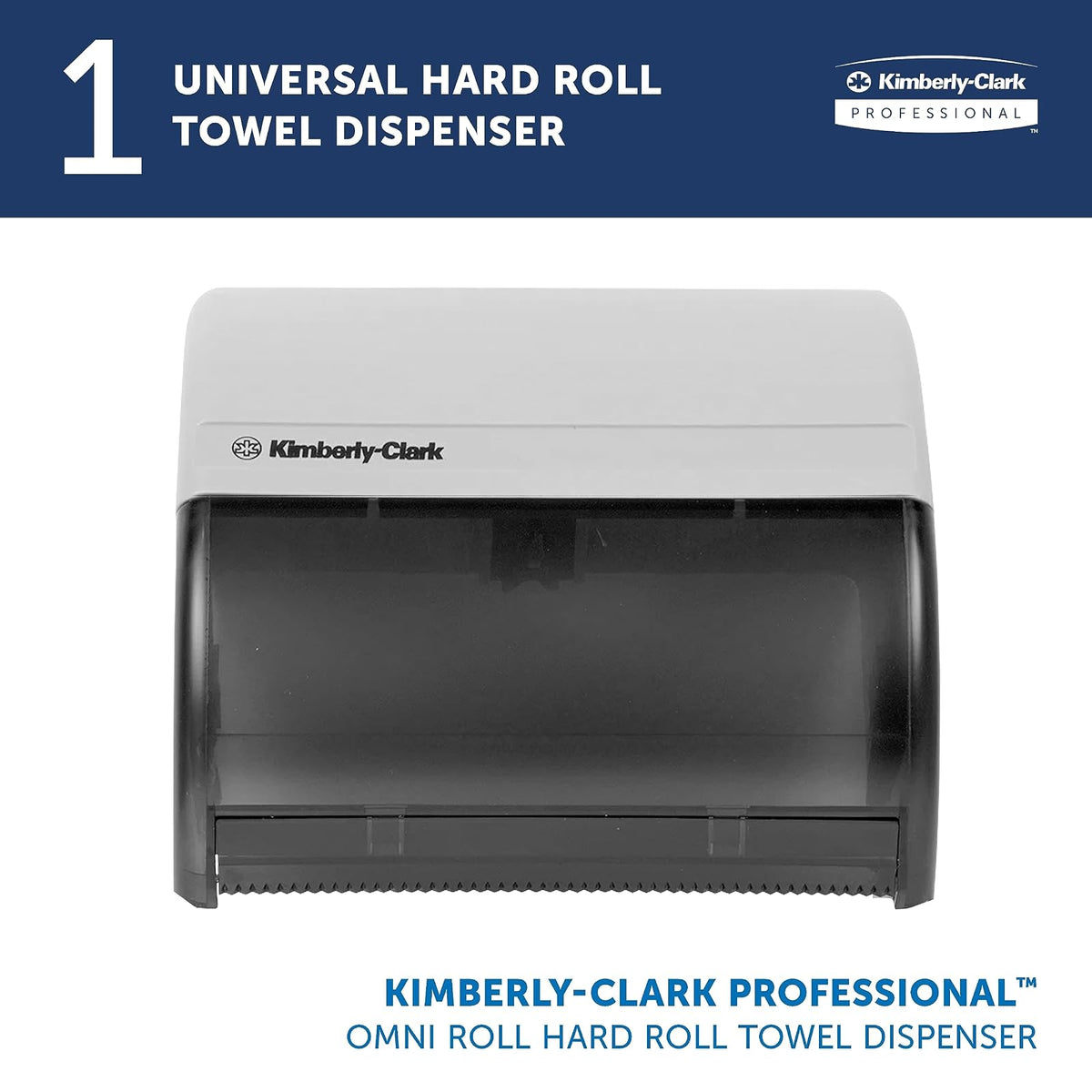 Kimberly-Clark Professional™ Omni - Dispensador de toallas de rollo duro (09746), color negro, para toallas de rollo de núcleo de 1.5 pulgadas, dispensador compacto, 10.5 x 10 x 10 pulgadas (cantidad 1)