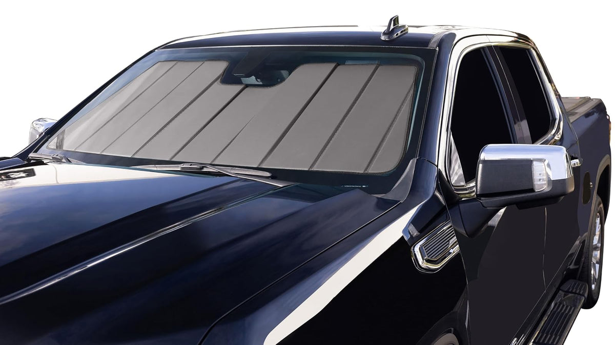 Covercraft UVS100 - Protector Solar Personalizado UV11222SV para Toyota Camry 2012-2017 sin Aviso de Salida de Carril o Luces Altas automáticas, Color Plateado