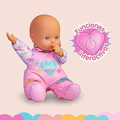 Nenuco Tiritas, Cuerpo Blandito de 25 cm, Muñeco con Sonidos de Bebé, Dice Papá y Mamá, Llora y se Ríe, Tiritas de Quita y Pon, Juguete para Niños Desde 10 Meses, Famosa