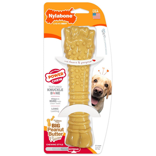 Nylabone Power Chew - Hueso de Perro para masticadores agresivos, Juguete masticable Resistente para Perros, Mantequilla de maní, Talla XL/Souper