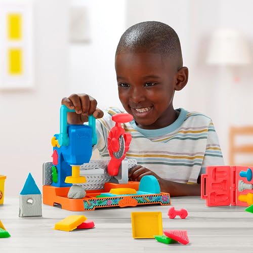 Play-Doh Banco de Herramientas, Juguetes creativos para Niños y Niñas, con 5 latas de Masa moldeable y Diferentes Accesorios, +3 años
