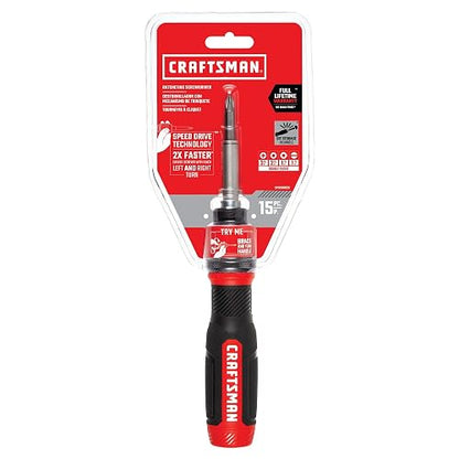 CRAFTSMAN - Destornillador de carraca, SpeedDrive, puntas de doble punta de 2 pulgadas, mango con capacidad para hasta 6 puntas (CMHT68129)