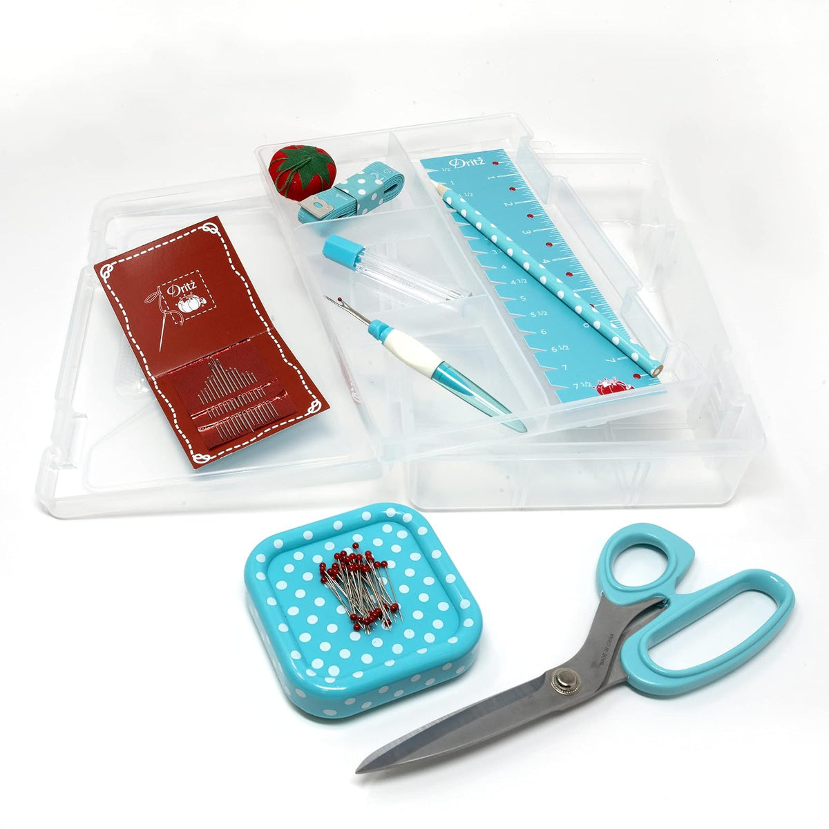 Dritz 27084A Sewing Box Kit, Teal/White