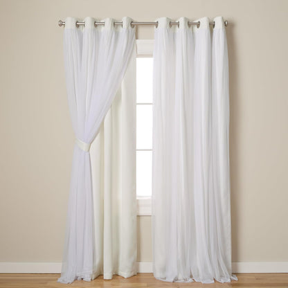 Exclusive Home Cortinas Talia con Ojales, Doble Capa - Vainilla - 132.1An x 213.4Al cm (1 Paneles)