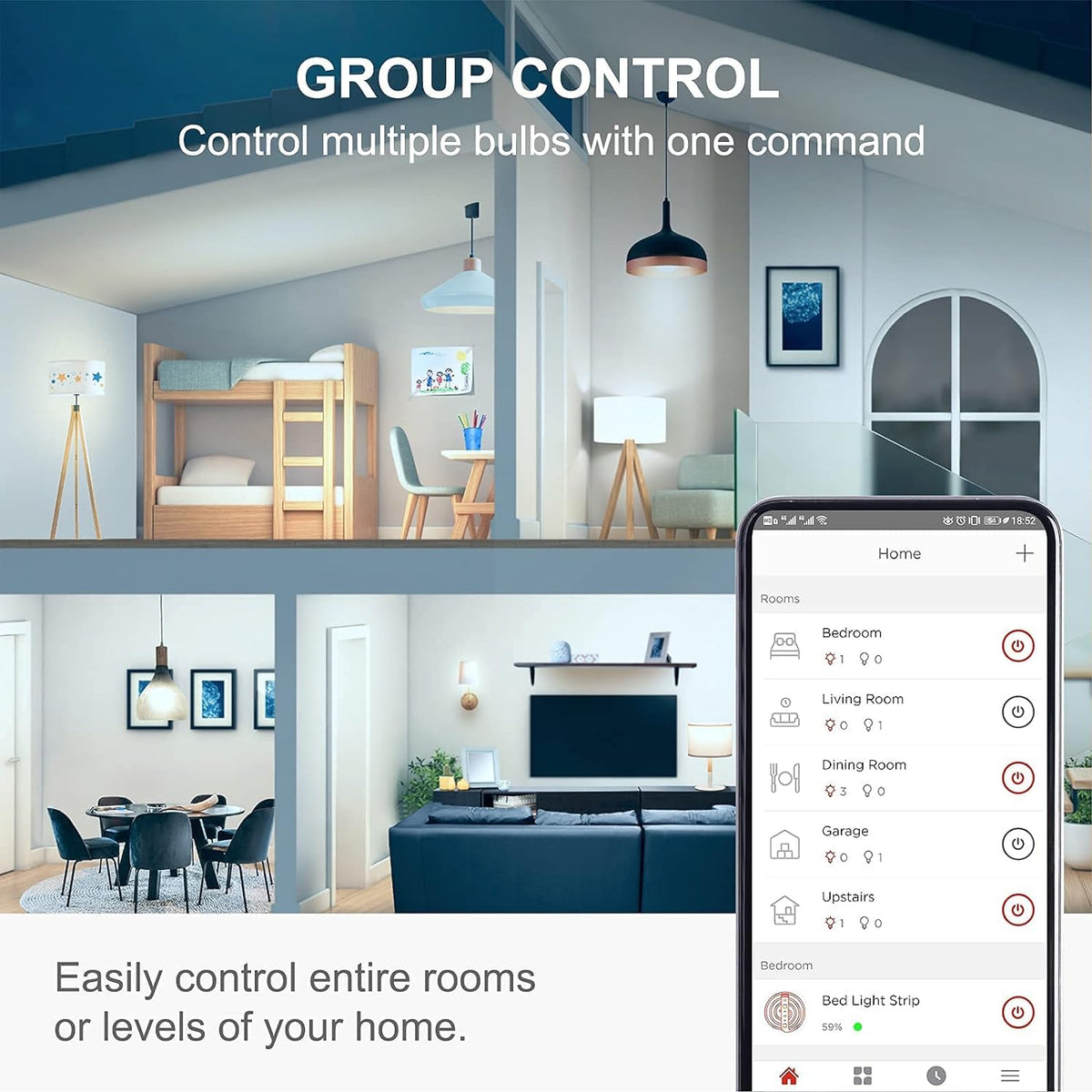 Sengled - foco de luz Alexa, bombillas inteligentes, bombillas inteligentes que funcionan con Alexa y Google Assistant, bombillas WiFi A19 de luz diurna (5000 K), no requiere concentrador, 800 lm