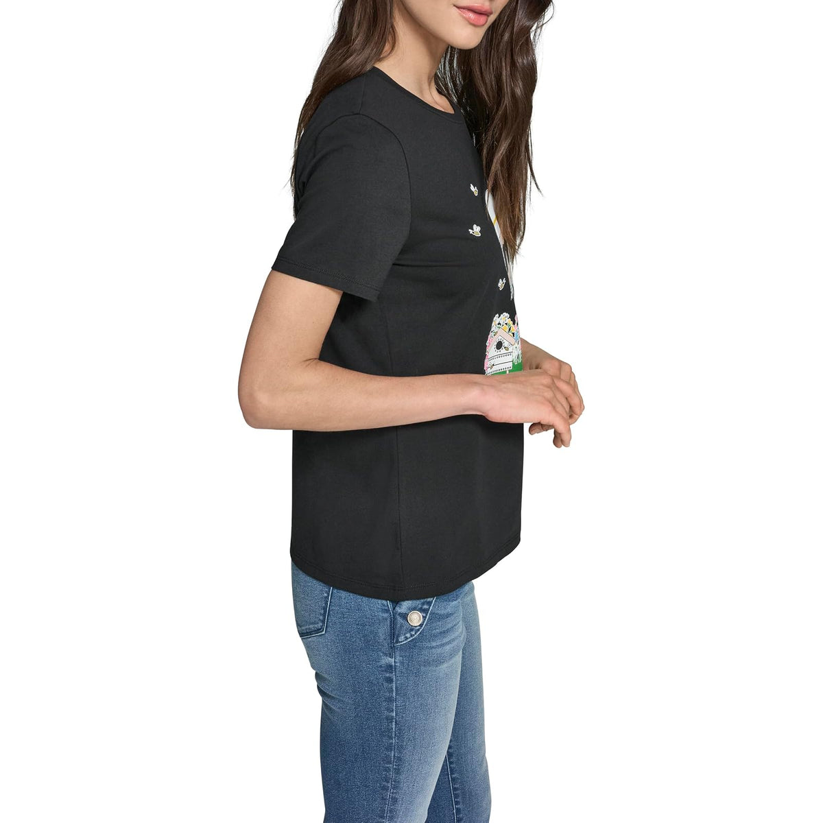 Karl Lagerfeld - Playera de Manga Corta con Cuello Redondo para Mujer