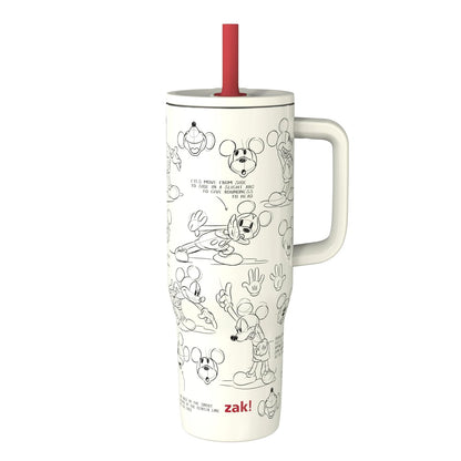 Zak Designs Vaso de Viaje Aislado con Popote, Acero Inoxidable, 30 oz - Mickey Mouse