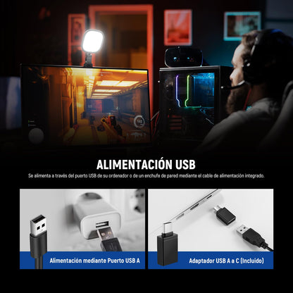 NEEWER Basics 5" 10W LED Streaming Luz, Bi Color Foco Edge Lit Clip Full Screen USB Desk Lamp Mesa Iluminación CRI95 para Monitor Laptop Computadora Webcam Videoconferencias Zoom Call Grabación, NL10