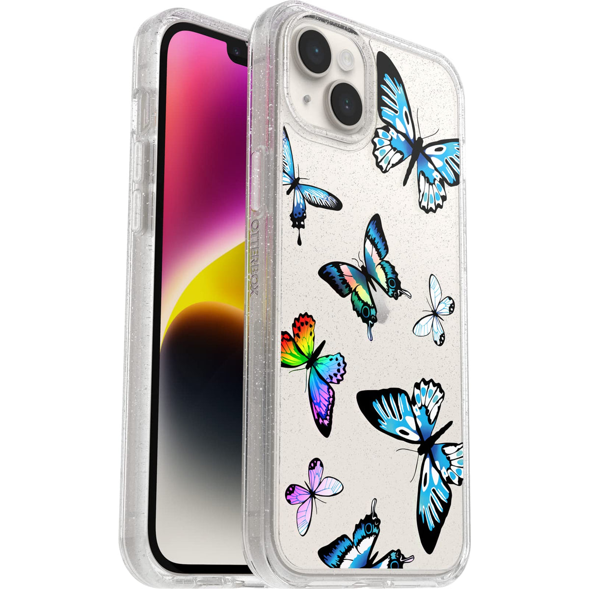 OtterBox Symmetry Series Funda Delgada para iPhone 14 y iPhone 13 - Mariposa Y2K - Serie Symmetry