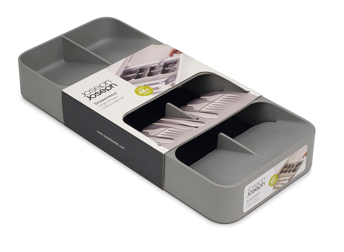 Organizador de cubiertos compacto grande DrawerStore - Gris