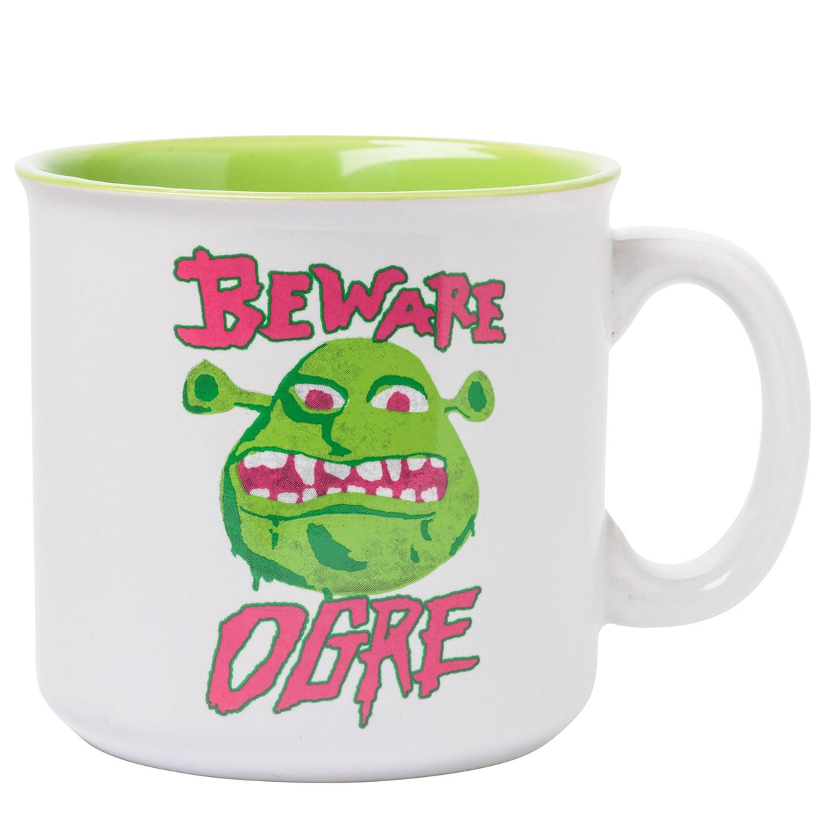 Silver Buffalo Shrek Beware - Taza de cerámica para campista (20 oz)