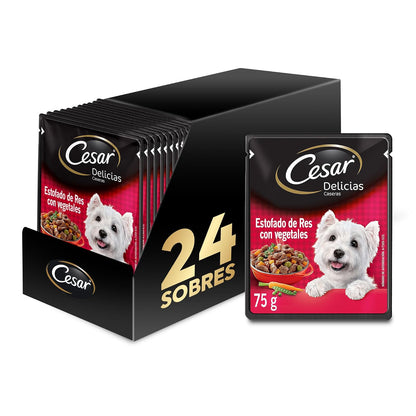 Cesar Sobres de Alimento para Perro Adulto - Carne