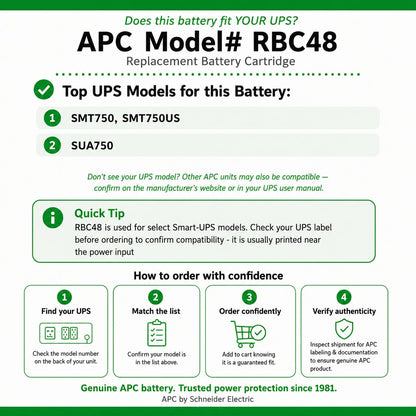 APC UPS Battery Replacement for UPS Models SMT750, SMT750US, SUA750 and Select Others (RBC48)