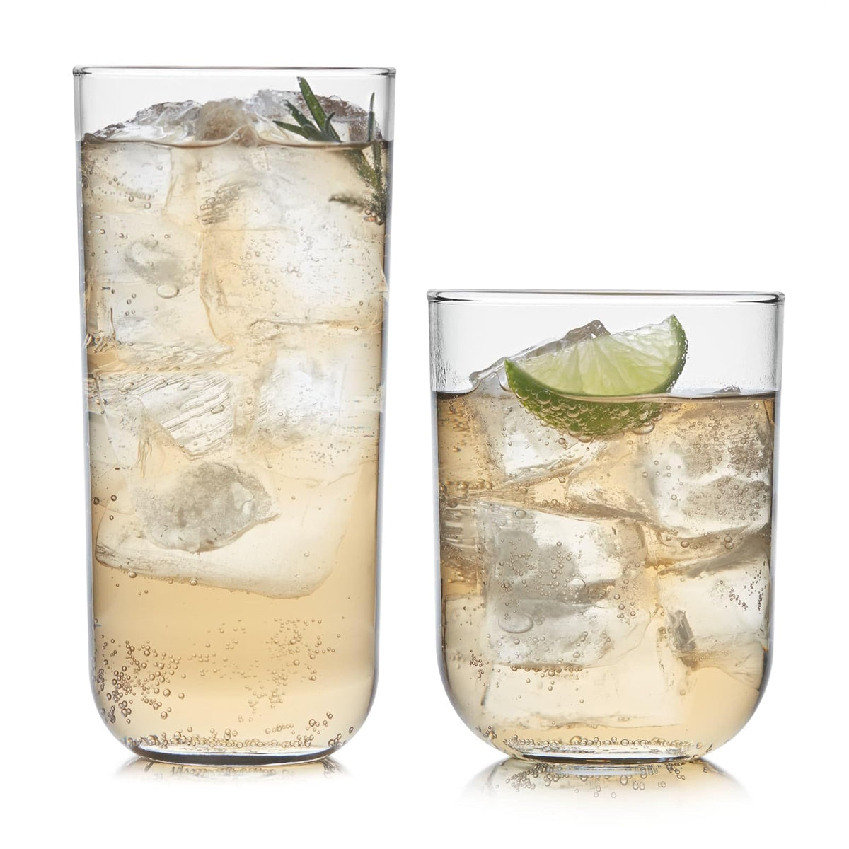 Libbey Juego de 16 vasos de vidrio Polaris Axis altos y Old Fashioned, 518 cm y 444 ml