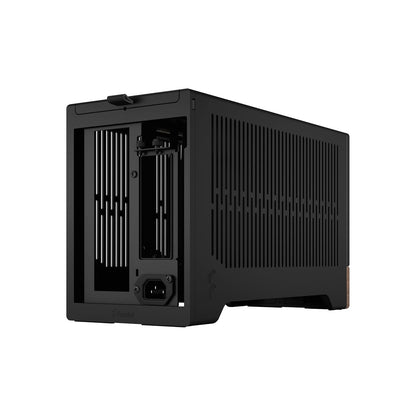 Fractal Design Terra Graphite - Panel Frontal de Madera de Nogal - Factor de Forma pequeño - Estuche para Juegos Mini ITX - Cable Elevador PCIe 4.0 - USB Tipo C - Paneles de Aluminio anodizado