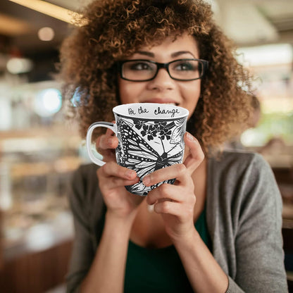 Karma Gifts KA101840A Boho Black and White Mug, Butterfly