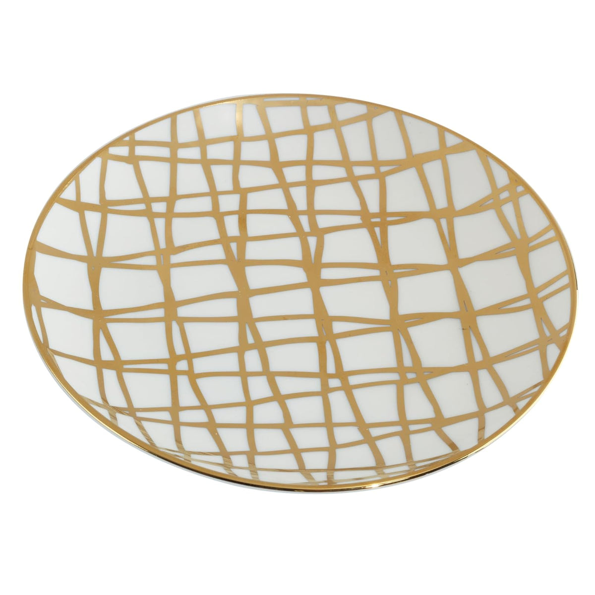 Matrix International Matrix - Platos de almuerzo/canapé chapados en oro de 6 pulgadas, juego de 6 diseños surtidos