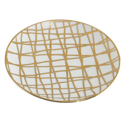 Matrix International Matrix - Platos de almuerzo/canapé chapados en oro de 6 pulgadas, juego de 6 diseños surtidos