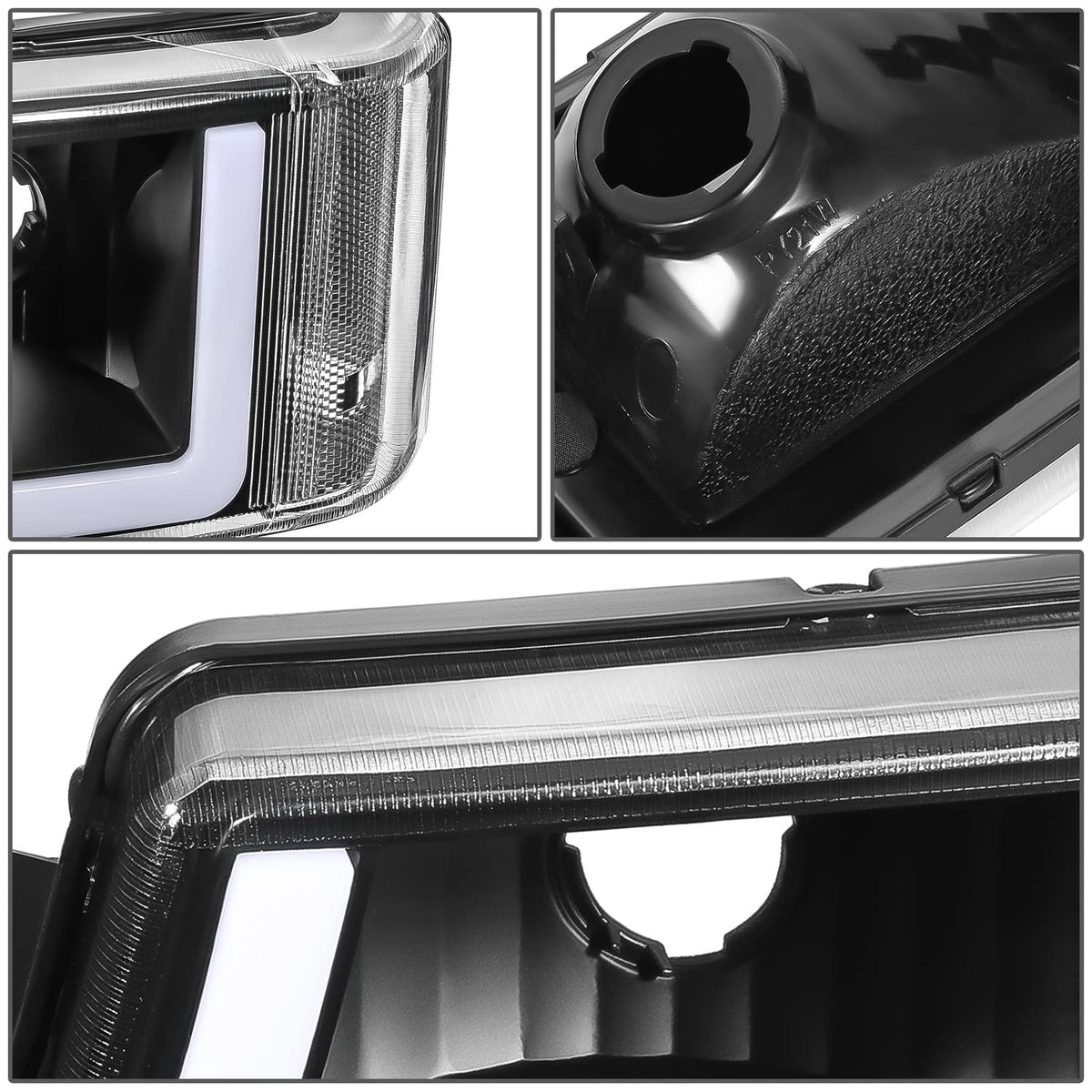 DNA Motoring Par de Faros LED DRL con Señal de Giro para Chevrolet Silverado 2003-2014, Negro/Transparente HL-LB5-CSIL03-BK-CL1