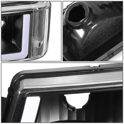 DNA Motoring Par de Faros LED DRL con Señal de Giro para Chevrolet Silverado 2003-2014, Negro/Transparente HL-LB5-CSIL03-BK-CL1
