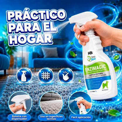 Fancy Pets Deep Clean Enzimagic Limpiador Eliminador de Manchas y Olores de Perros y/o Gatos en Alfombras, Tapicería y otras Telas con 1 Litro