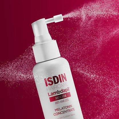 Isdin Lambdapil, Loción Spray Anticaída con Concentrado de Melatonina, 100 Ml, Contribuye a Revertir los Primeros Signos del Envejecimiento Capilar, Ayudando a Reforzar el Cabello y Reducir Su Caída,