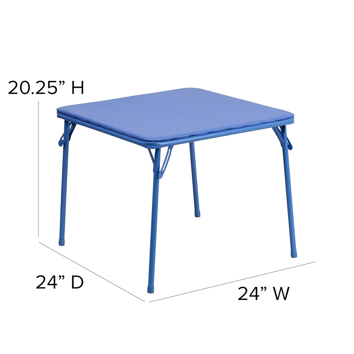 Flash Furniture Kids Blue Folding Table, 24" D x 24" W x 20.25" H | Parte superior acolchada de vinilo, patas de bloqueo con revestimiento de polvo, guardería