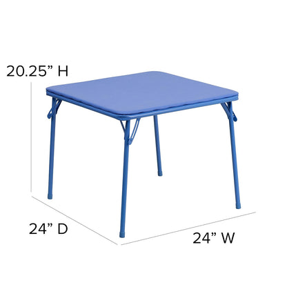 Flash Furniture Kids Blue Folding Table, 24" D x 24" W x 20.25" H | Parte superior acolchada de vinilo, patas de bloqueo con revestimiento de polvo, guardería
