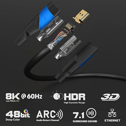 KabelDirekt – Cable HDMI 8K & 4K – 3.3ft/1m – Tecnología Flexcore alemana | 10K, 8K@60Hz & 4K@120Hz, High Speed HDMI – para PS5, Xbox Series X/S, Switch 2, PC & Blu-ray – sin interferencias & flexible