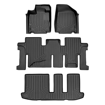 SMARTLINER SA0131/B0131/C0131 Juego Alfombrillas TPE 3 Filas Ajuste Personalizado Negro para Nissan Pathfinder 13-20 Infiniti JX35/QX60 14-20