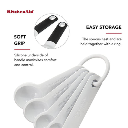 KitchenAid Juego de 5 cucharas medidoras, color blanco